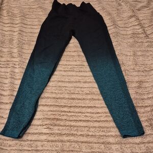 Kids Gradient Leggings - Black and Teal